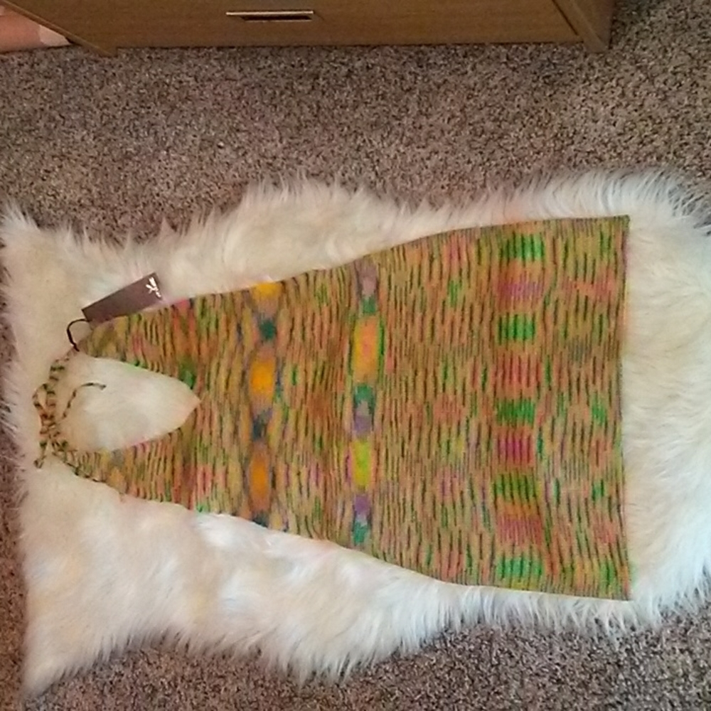 Knit V-Neck Halter Coverup Dress sz Large 🎉 HP - Picture 3 of 7
